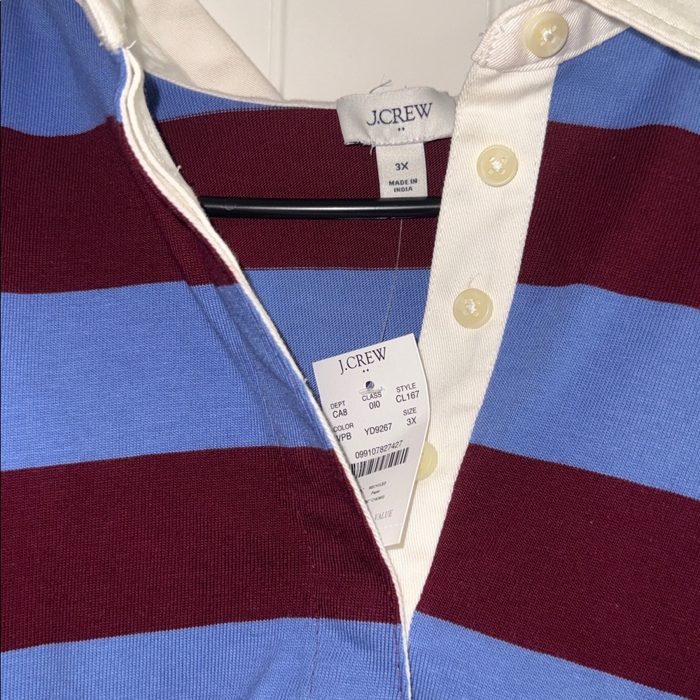 J. Crew Blue and Maroon Rugby Shirt - Picture 2 of 6